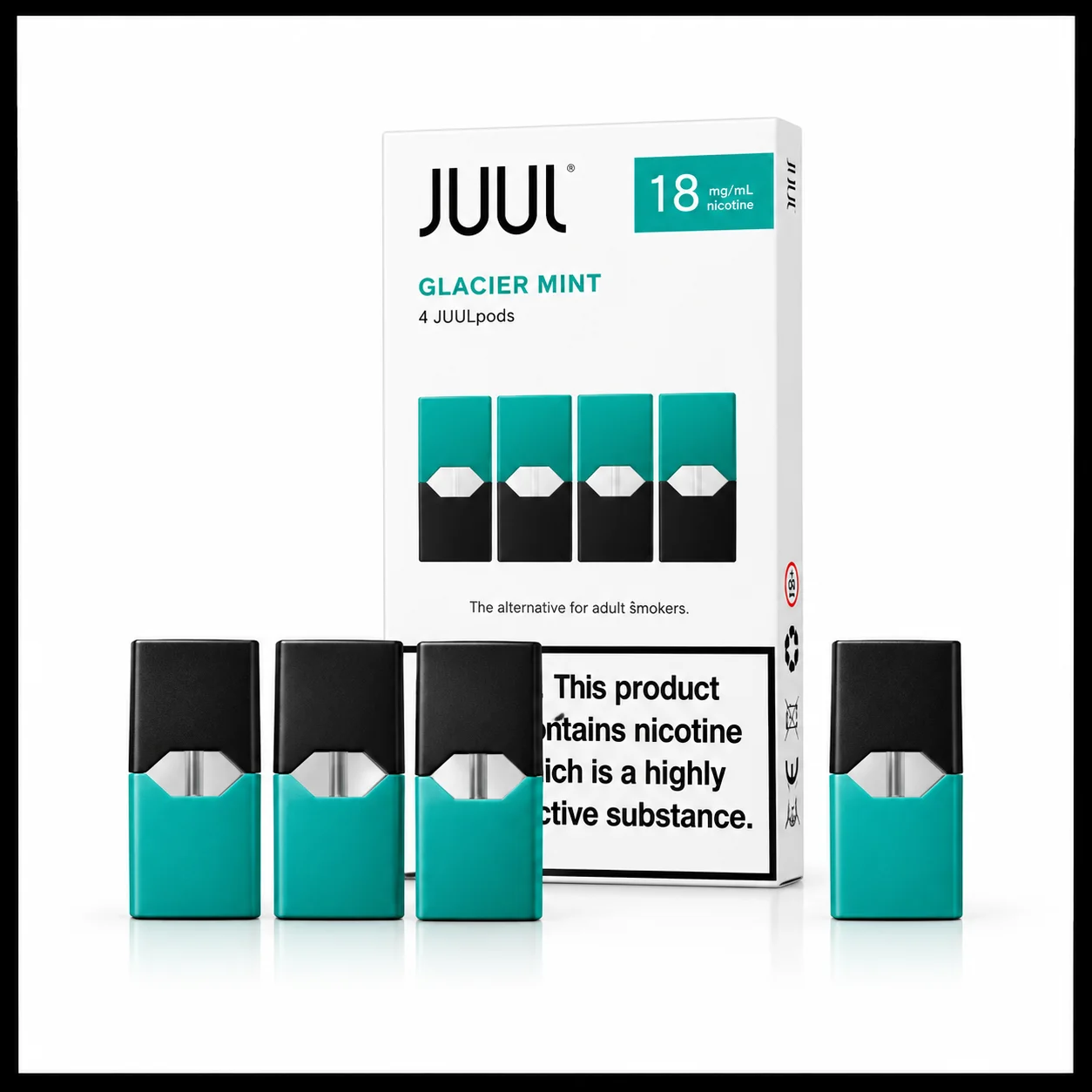 Juul Glacier Mint E-Liquid Pods- 18 Mg 200 Puffs (4 Pcs)