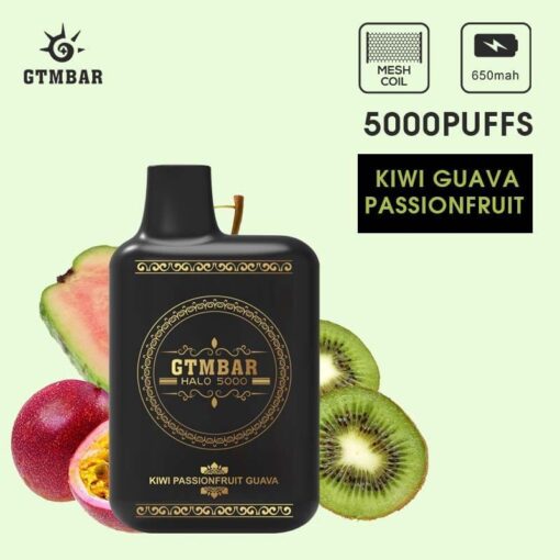 BUY NOW KIWI GUAVA PASSIONFRUIT by GTMBAR HALO 5000 PUFFS