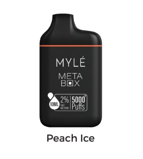 MYLE Meta Box – Peach Ice – 5000 puffs 20mg 2% Nicotine – Disposable Vape