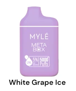 MYLE Meta Box – White Grape Ice – 5000 puffs 50mg 5% Nicotine – Disposable Vape