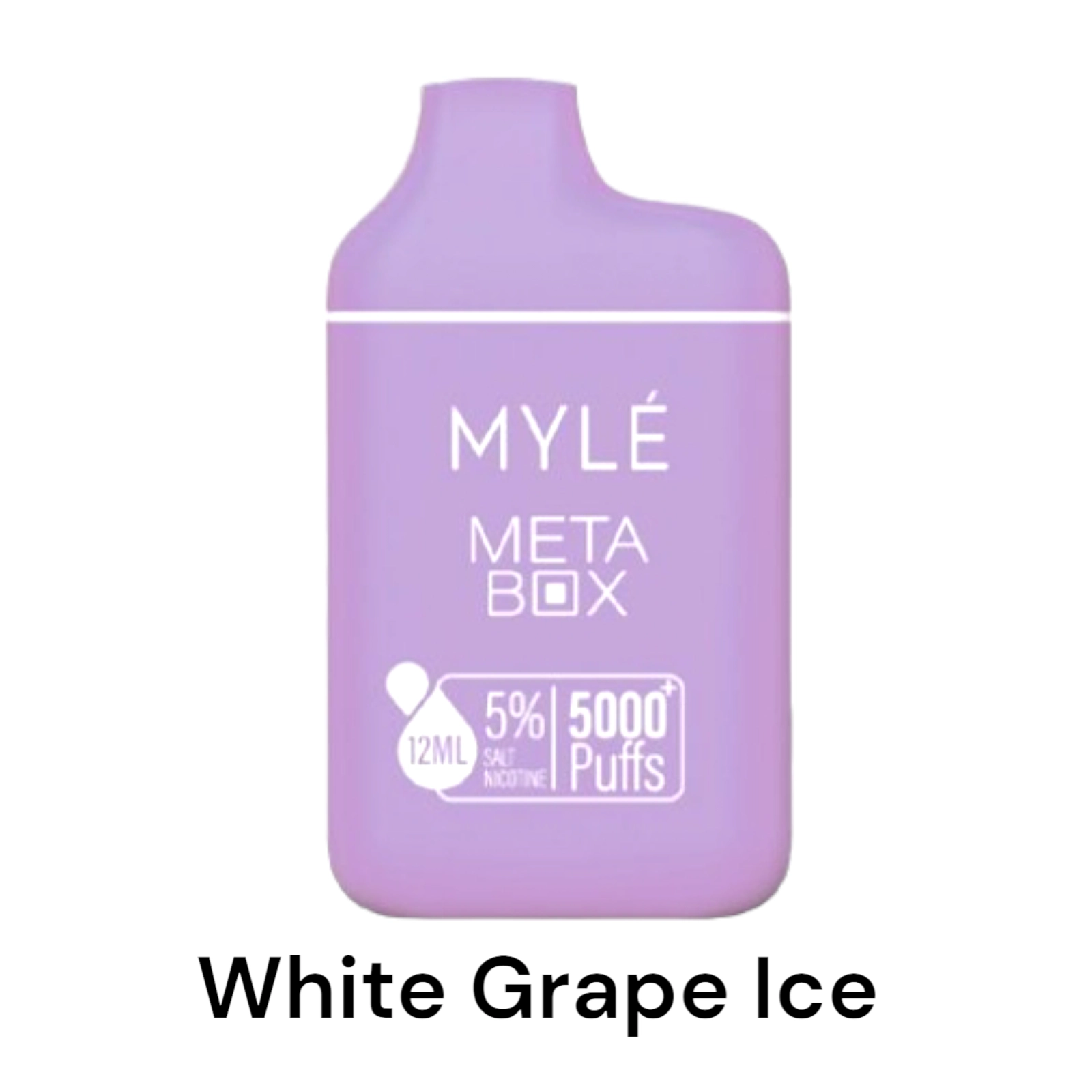 MYLE Meta Box – White Grape Ice – 5000 puffs 50mg 5% Nicotine – Disposable Vape