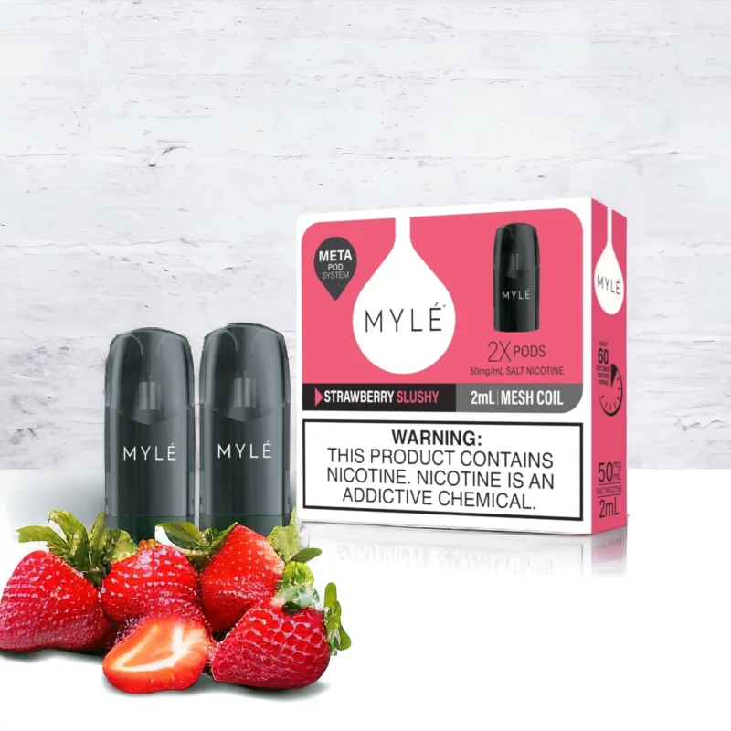 Myle V5 Strawberry Slushy Meta Pods Pack Of Two (2) Disposable