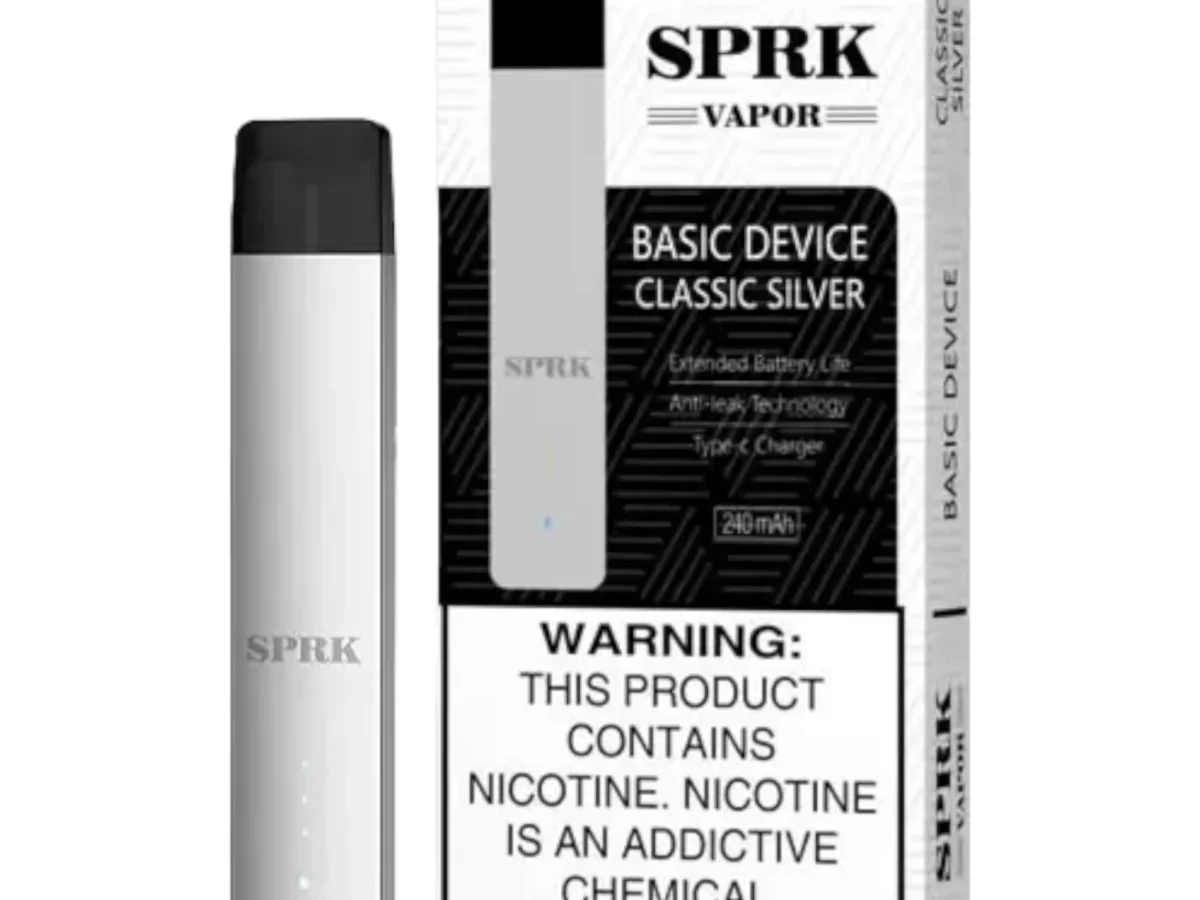 Best SPRK VAPOR Device Classic Silver Prefilled ( Pack Of 4)