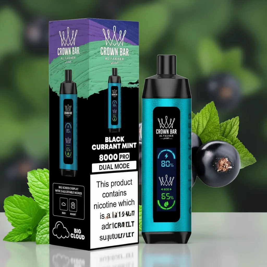 CROWN BAR AL FAKHER 8000 PUFFS BLACK CURRENT MINT