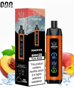 Crown Bar Al Fakher 8000 Puffs Peach Ice disposable vape UAE