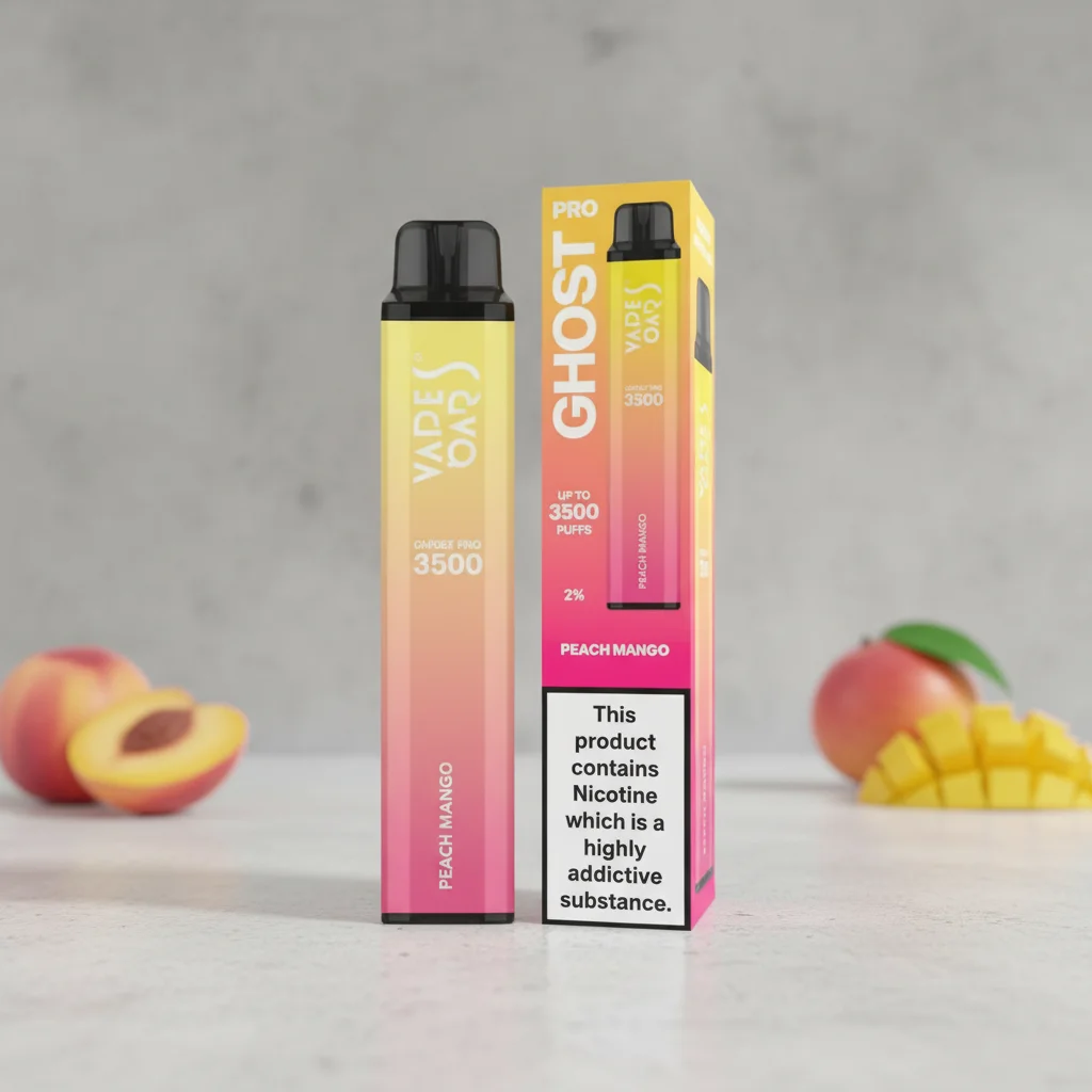 Peach Mango Vape Bar Ghost Pro Zero Nicotine 3500 Puffs