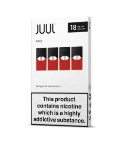 Pack of 4 Juul Berry pods with 18mgml nicotine strength, compatible with Juul devices