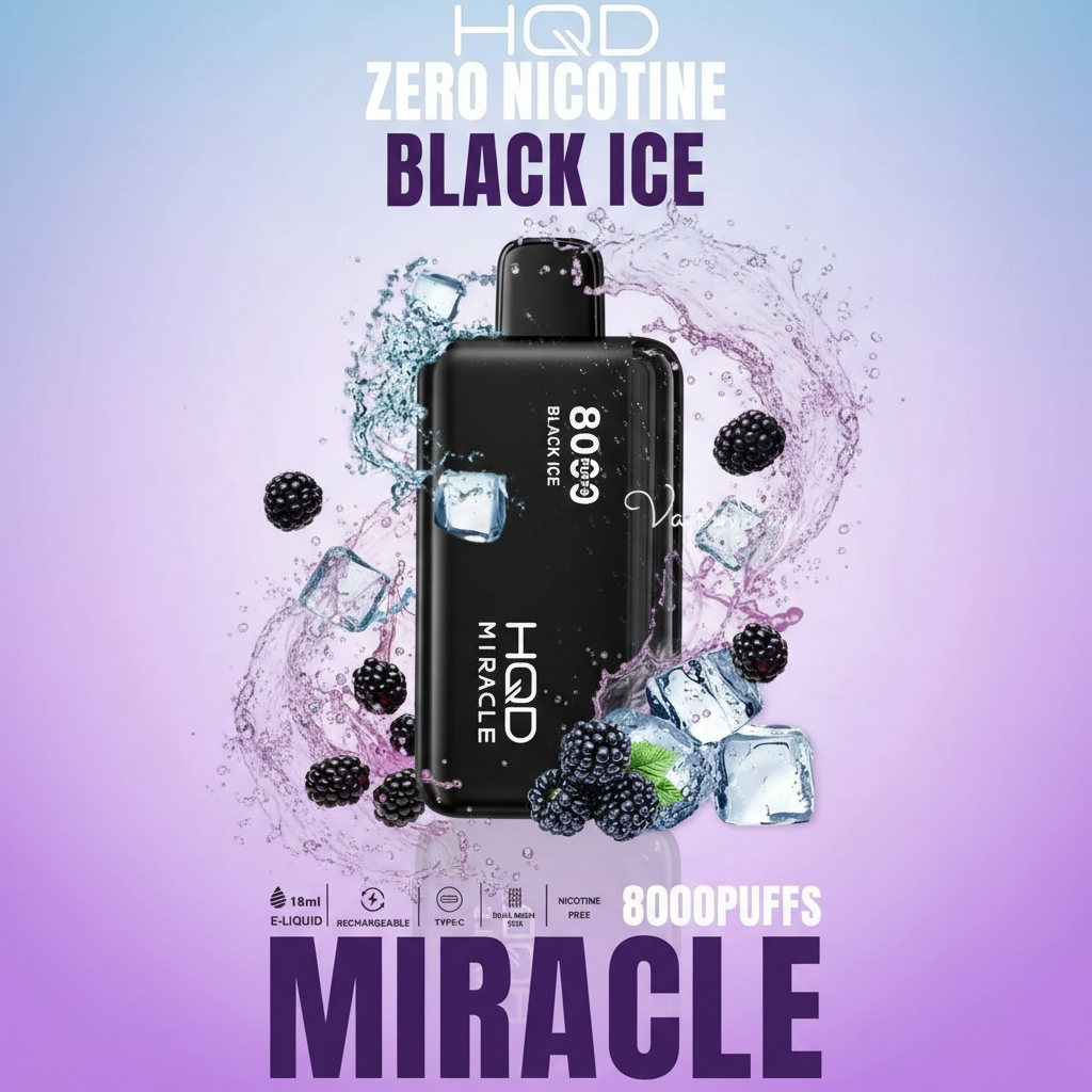 Black Ice HQD Miracle 8000 Puffs Zero Nicotine (0%) Disposable
