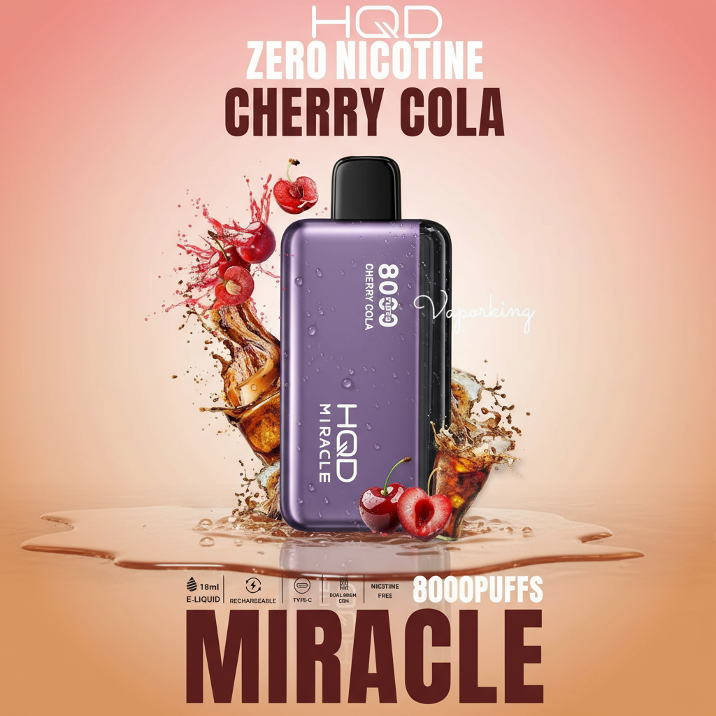Cherry Cola HQD Miracle 8000 Puffs Zero Nicotine (0%) Disposable